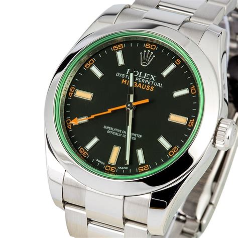 rolex milgauss green crystal review|rolex milgauss 11640 price.